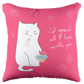 Miss Cat with 9 Lives Pillow