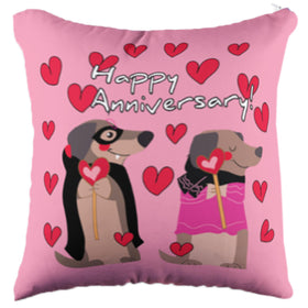 Anniversary Vampire Dogs Pink Pillow