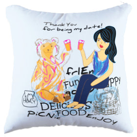 Bear My Date Blue Pillow