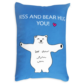 Bear Hug You Blue Pillow