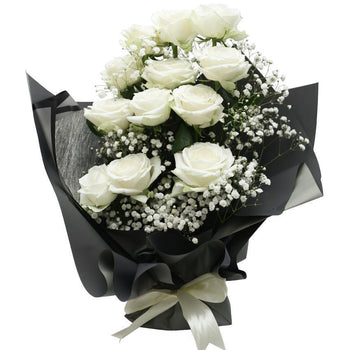 Standing Rose Eleganza Hand Bouquet - Pure White