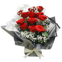 Standing Rose Eleganza Hand Bouquet - Fiery Red